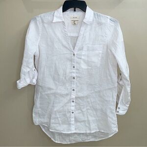 Christian Siriano Linen white button down shirt in xs